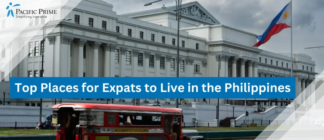 Image of Firetruck Outside National Museum Of Fine Arts In Manila, Philippines with text overlay of "Top Places for Expats to Live in the Philippines"