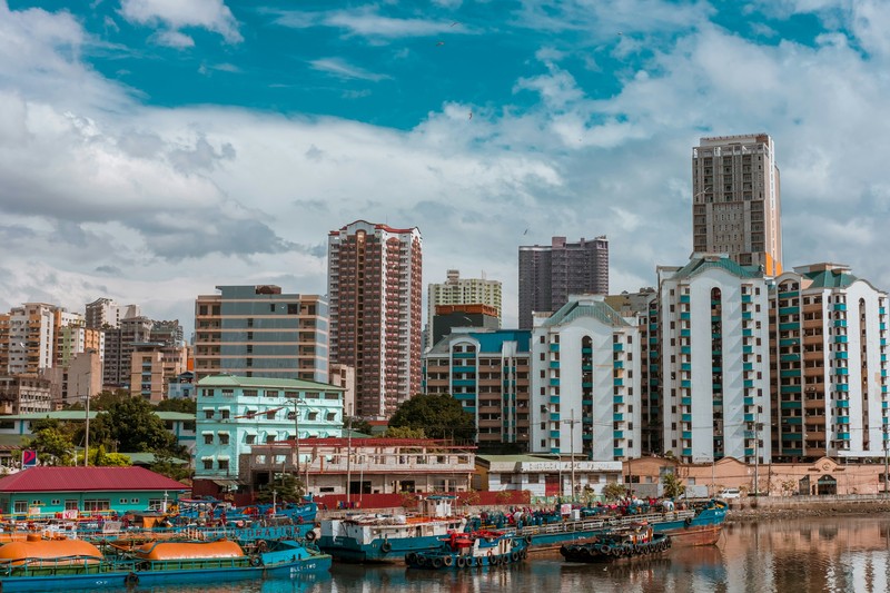 Fort Santiago: Cityscape With Buildings And Boats