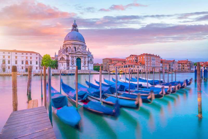 Venice's Grand Canal at twilight with Santa Maria della Salute.