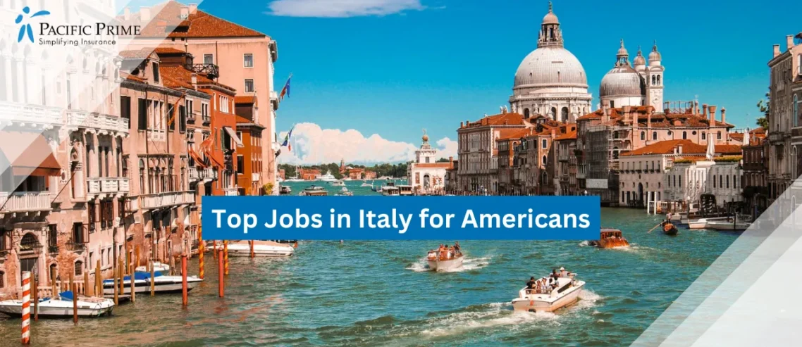 Image of Grand Canal View With Historic Buildings In Venice, Italy with text overlay of "Top Jobs in Italy for Americans"