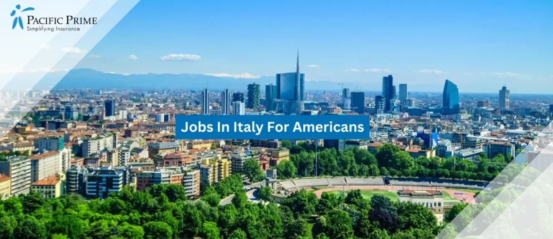 Image of Green Trees Lining Modern Concrete Buildings In Milan Lombardy Italy with text overlay of "Jobs In Italy For Americans"
