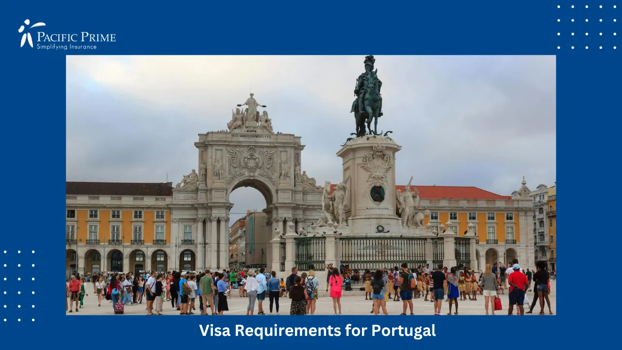 Image of Group Of People Gathered Outside A Building In Lisbon, Portugal with text overlay of "Visa Requirements for Portugal"