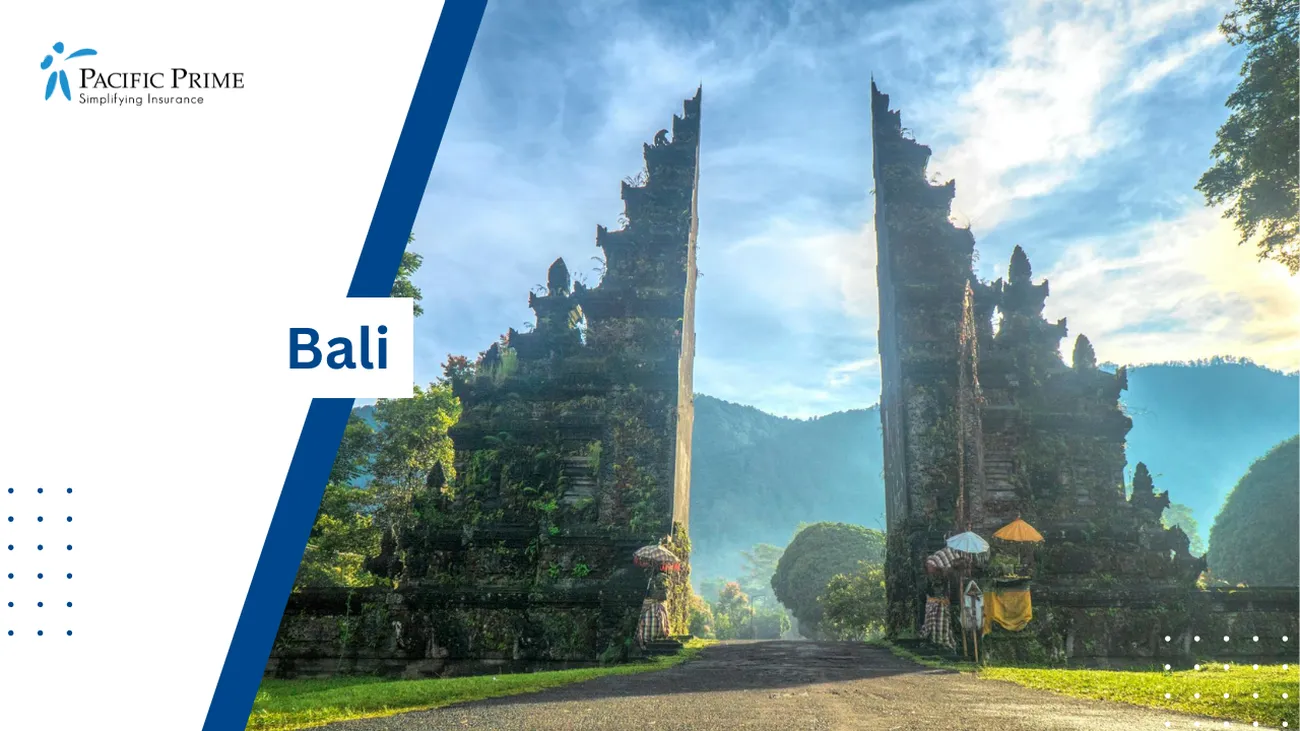 Image of Handara Gate In Buleleng, Bali, Beneath A Clear Blue Sky with text overlay of "Bali"
