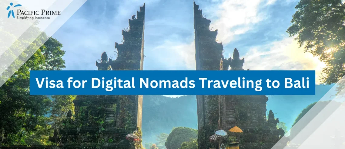 Image of Handara Gate Under Blue Sky In Buleleng, Bali, Indonesia with text overlay of "Visa for Digital Nomads Traveling to Bali"