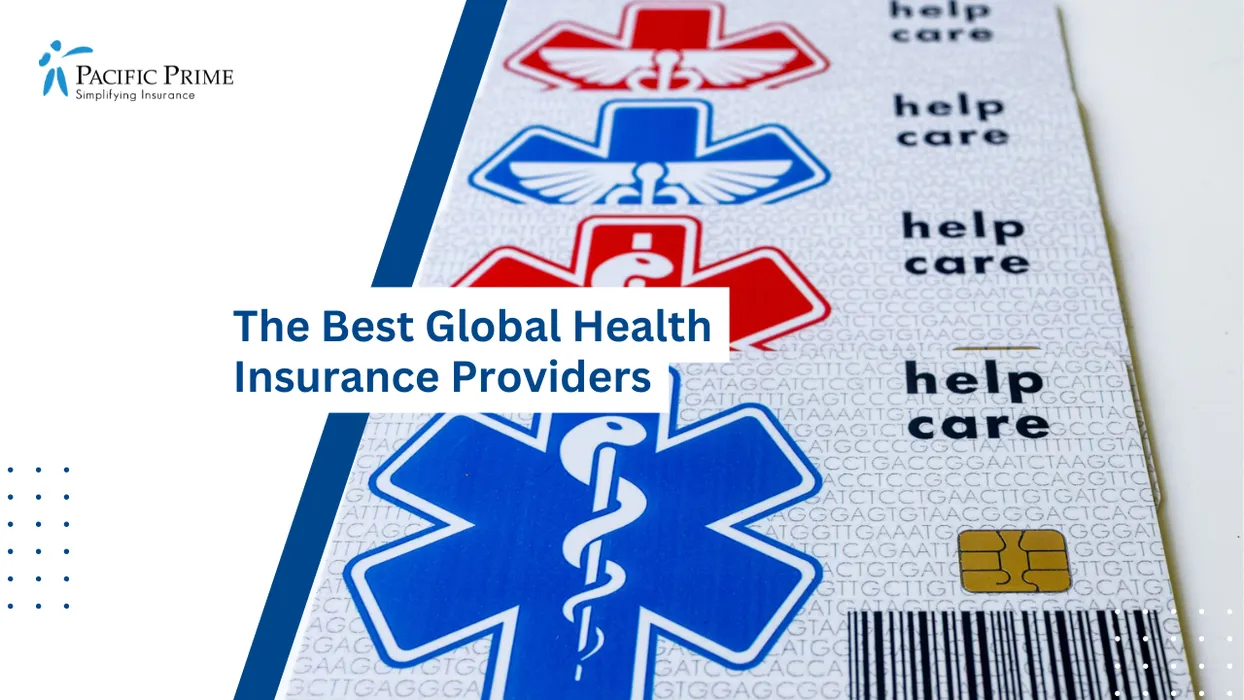 Image of Health Identification Card Displaying Medical Symbols On A Clean Background with text overlay of "The Best Global Health Insurance Providers"