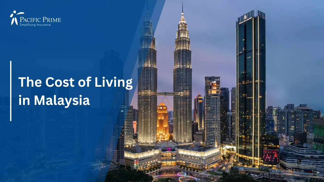Image of High-rise Building Illuminated At Night In Kuala Lumpur with text overlay of "The Cost of Living in Indonesia"