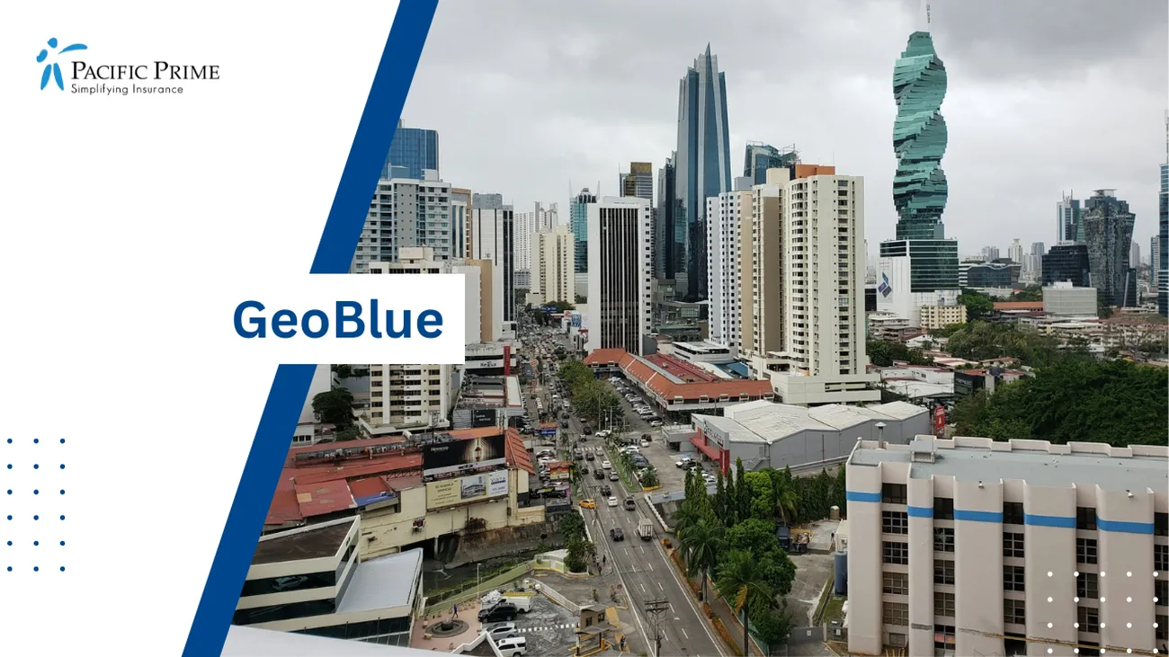 Image of High-rise Buildings In Panama City Under A Clear Daytime Sky with text overlay of "GeoBlue"