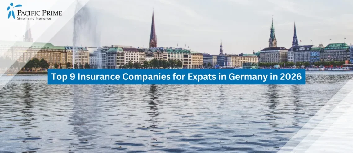 Image of Historic Hamburg Skyline With Fountain Under A Clear Daytime Sky with text overlay of "Top 9 Insurance Companies for Expats in Germany in 2026"