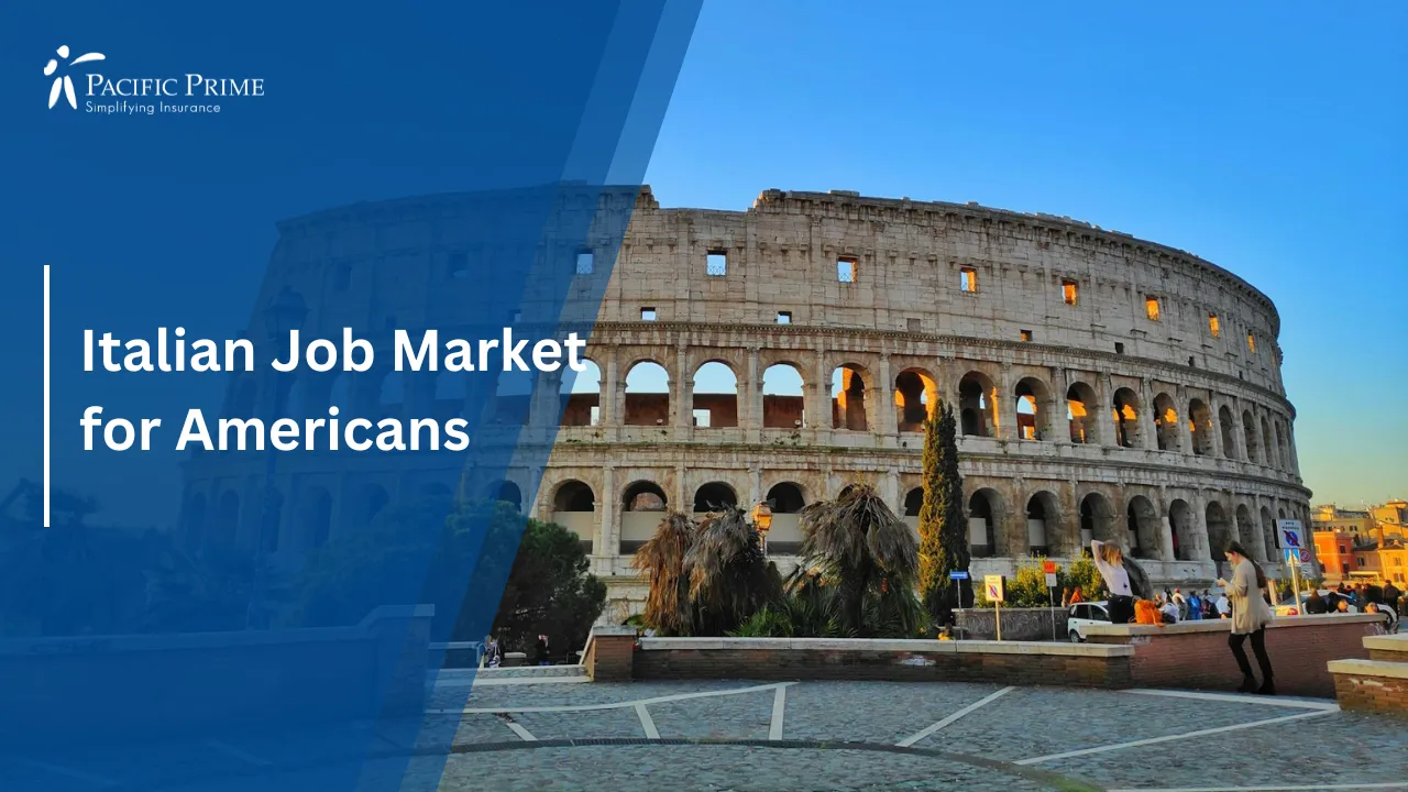 Image of Historic Roman Monument At Sunrise In Rome, Italy with text overlay of "Italian Job Market for Americans"
