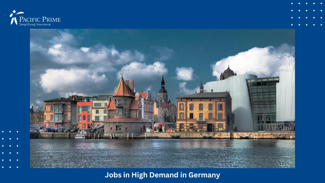 Image of Historic Stralsund Landmark Architecture In Mecklenburg-vorpommern Coastal Town with text overlay of "Jobs in High Demand in Germany"