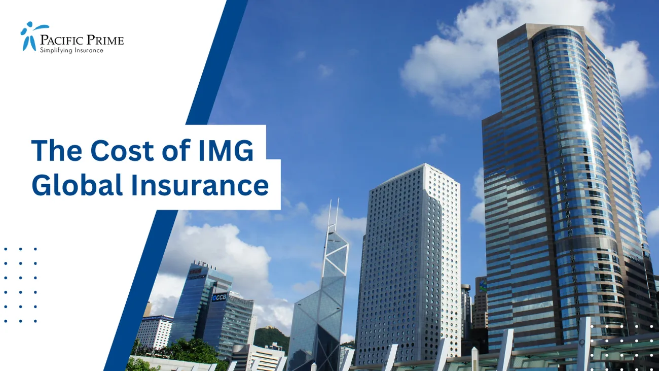 Image of Hong Kong City Skyline with text overlay of "The Cost of IMG Global Insurance"