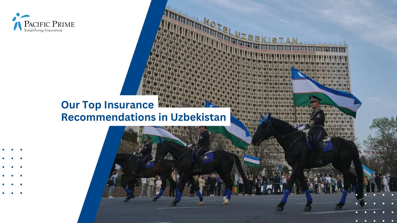 Image of Horse Parade With Band At Amir Timur Square In Tashkent with text overlay of "Our Top Insurance Recommendations in Uzbekistan"