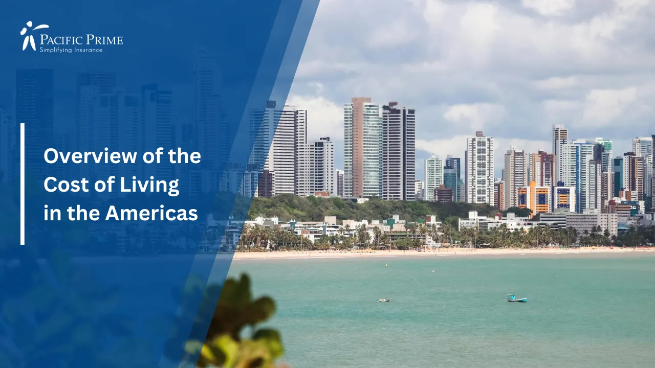 Image of Hotels Lined Along Cabo Branco Beach In João Pessoa, Brazil with text overlay of "Overview of the Cost of Living in the Americas"