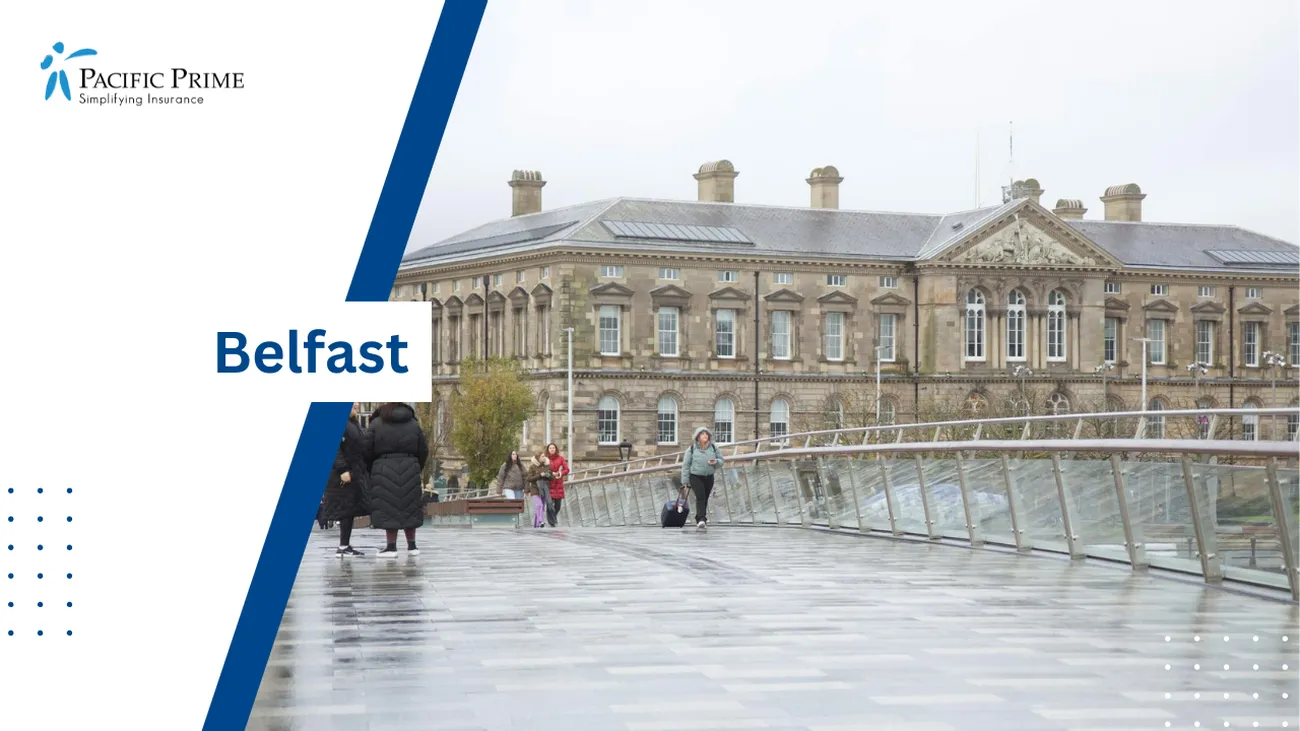 Image of Iconic Bridge Spanning Belfast's Skyline, UK with text overlay of "Belfast"