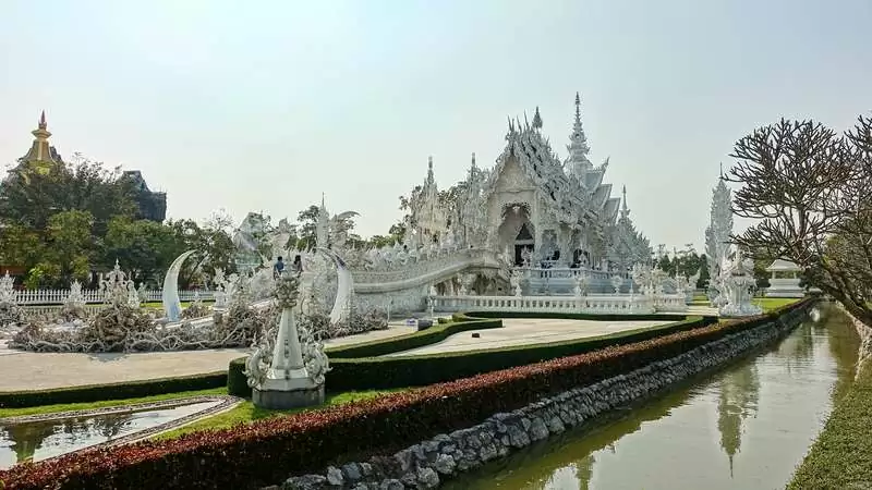 Iconic White Temple in Chiang Rai, Thailand.