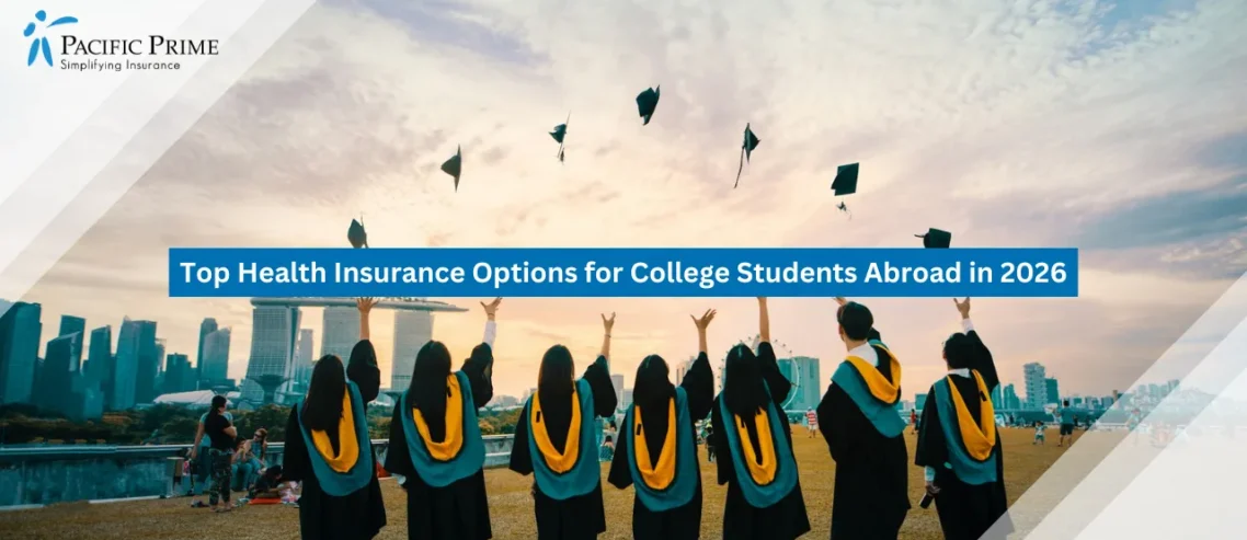 Image of International Classmates Share An Emotional Farewell On Graduation Day with text overlay of "Top Health Insurance Options for College Students Abroad in 2026"