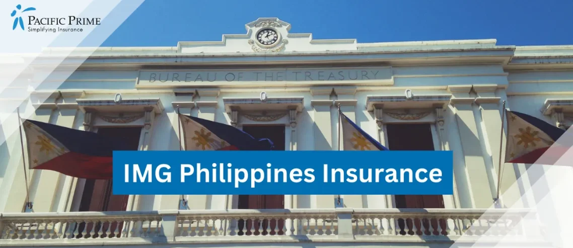 Image of Intramuros, Manila, Metro Manila, Philippines with text overlay of "IMG Philippines Insurance"