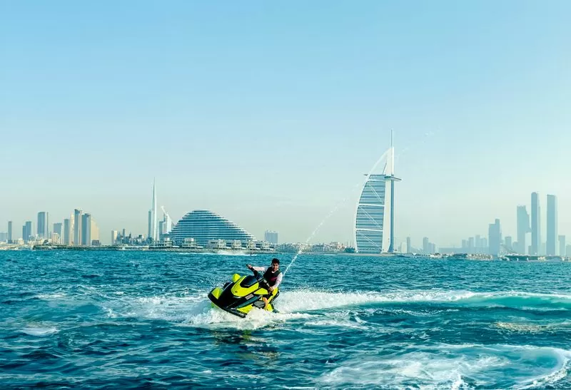 Jet Skiing Near Dubai's 7-Star Hotel