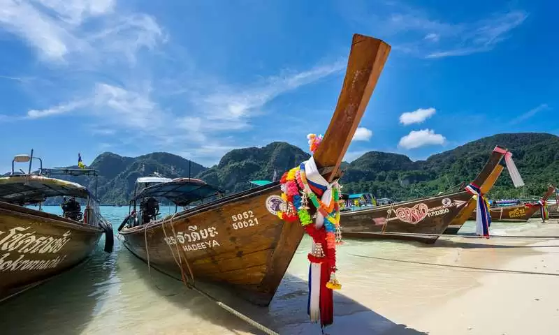 Koh Phi Phi's Long Tail Boats - Morning Beachscape