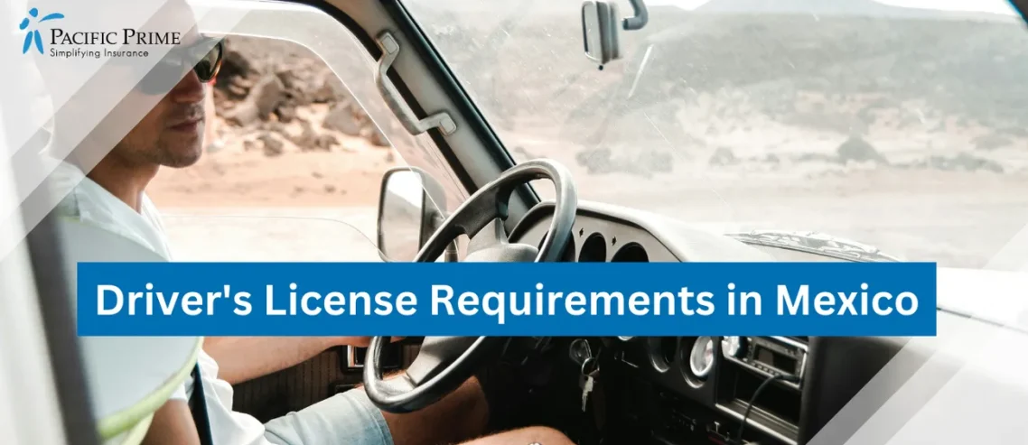 Image of Man In White Shirt Driving In Mexico with text overlay of "Driver's License Requirements in Mexico"