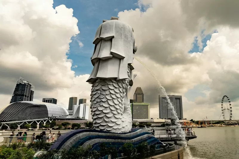 Merlion Park In Downtown Core, Singapore
