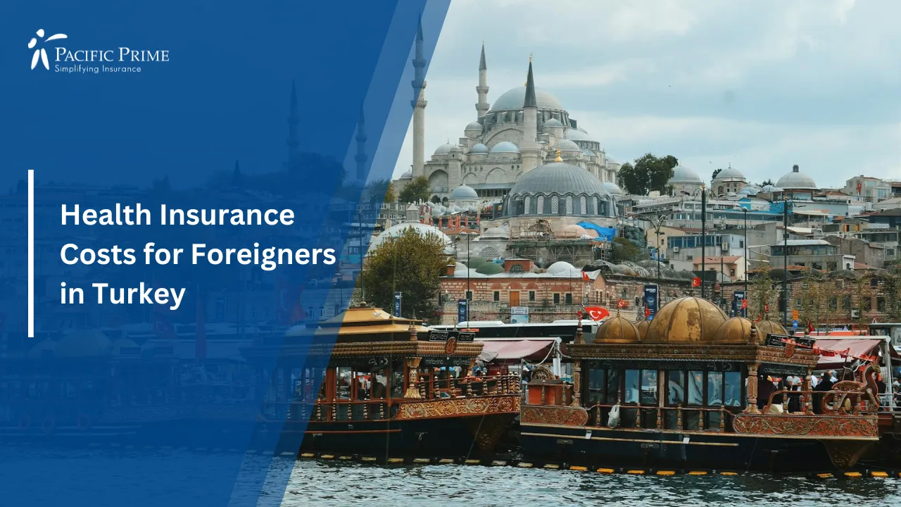 Image of Modern Buildings By The Riverside In Istanbul Under Daylight text overlay of "Health Insurance Costs for Foreigners in Turkey"