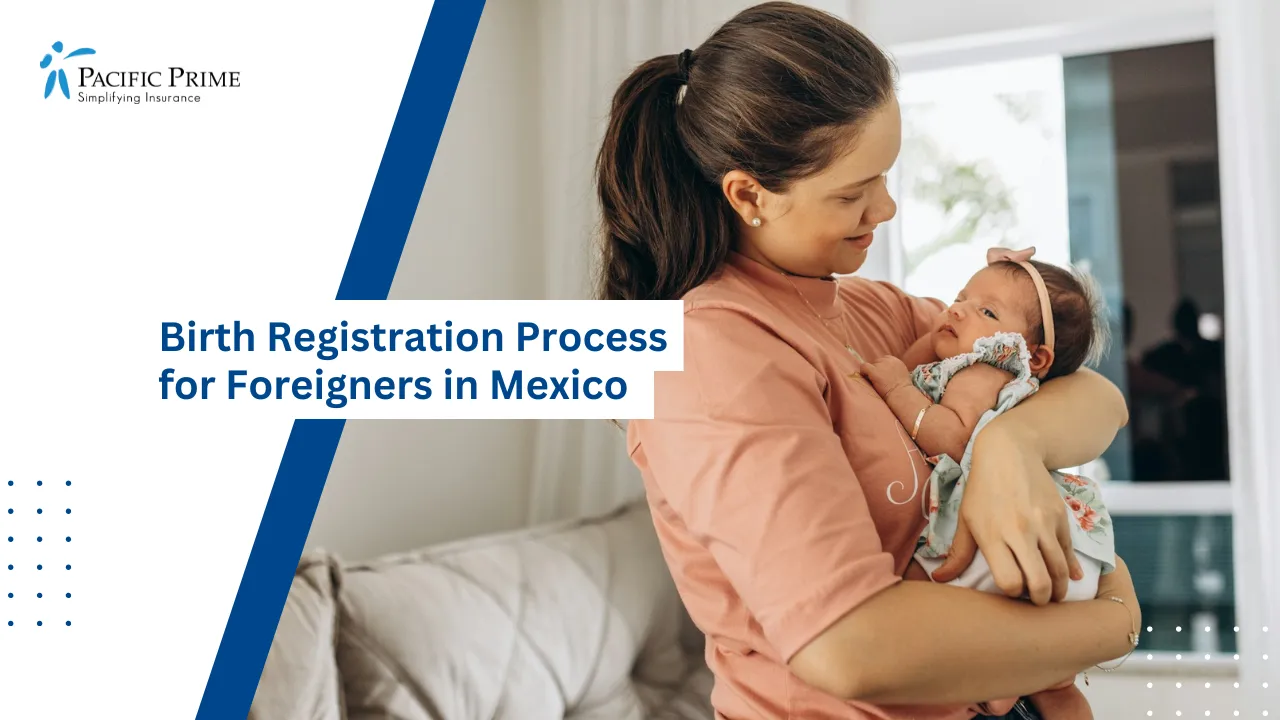 Image of Mother Holding Her Newborn Baby In Her Arms Indoors with text overlay of "Birth Registration Process for Foreigners in Mexico"