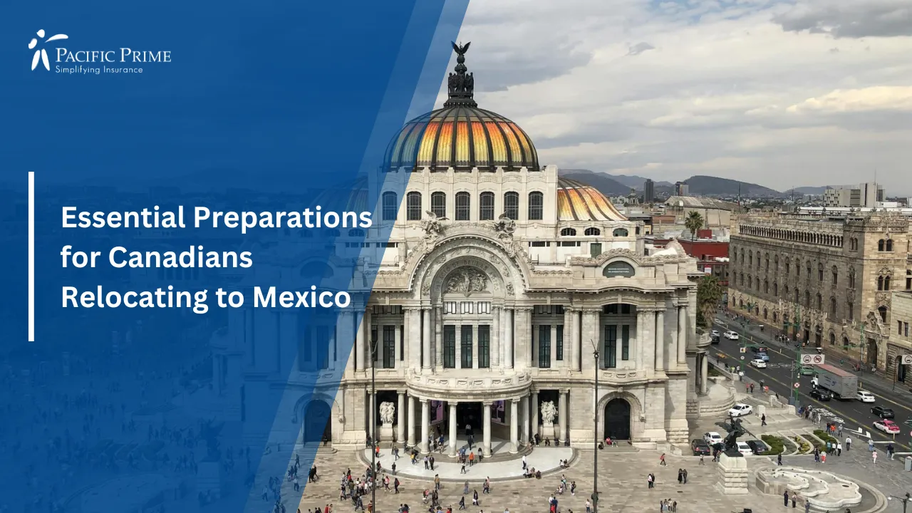 Image of National Institute Of Fine Arts Building In Mexico City with text overlay of "Essential Preparations for Canadians Relocating to Mexico"
