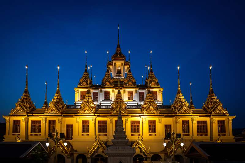 Nighttime Building With Clock Tower, Bangkok