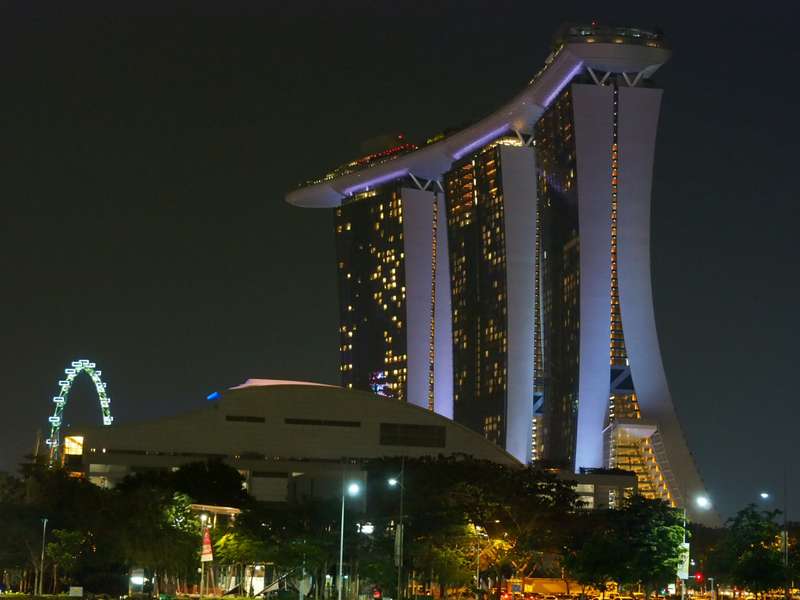 Nighttime Illuminated Structure In Singapore