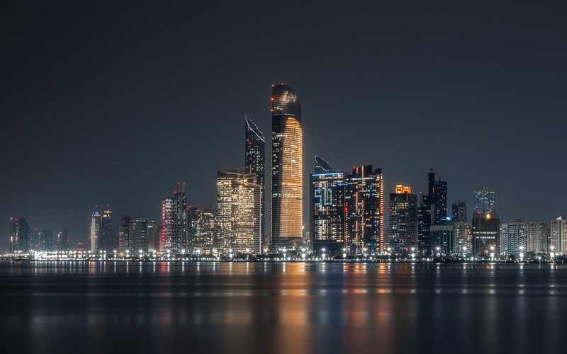 Nighttime skyline of Abu Dhabi, UAE