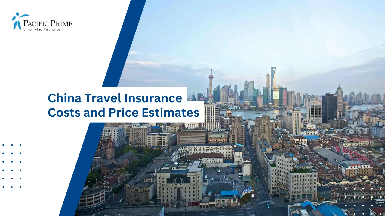 Image of Oriental Pearl Tower Rising Above Shanghai City Skyline with text overlay of "China Travel Insurance Costs and Price Estimates"