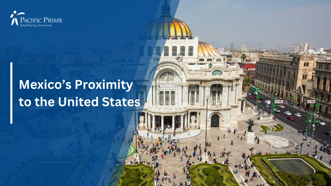 Image of Palace Of Fine Arts, Mexico City with text overlay of "Mexico’s Proximity to the United States"