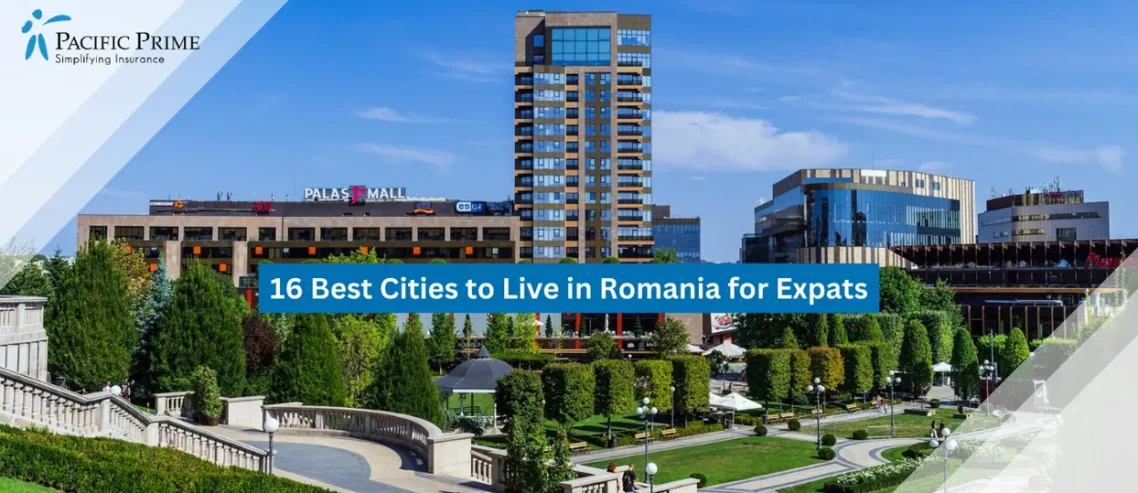 Image of Palas Public Garden In Iași, Romania City Center Park with text overlay of "16 Best Cities to Live in Romania for Expats"