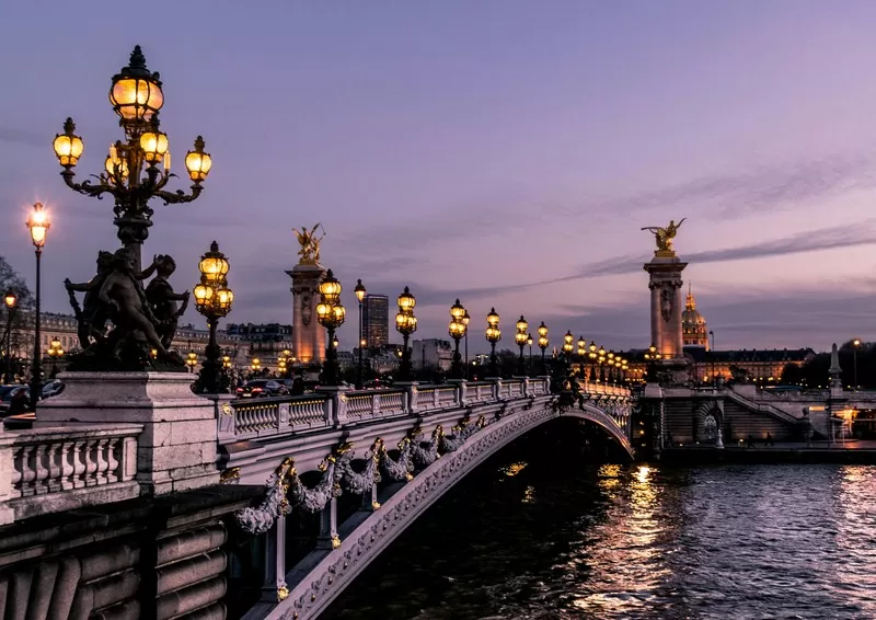 Parisian Bridge At Night