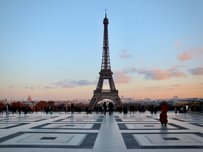 Parisian Sunset Behind Eiffel Tower