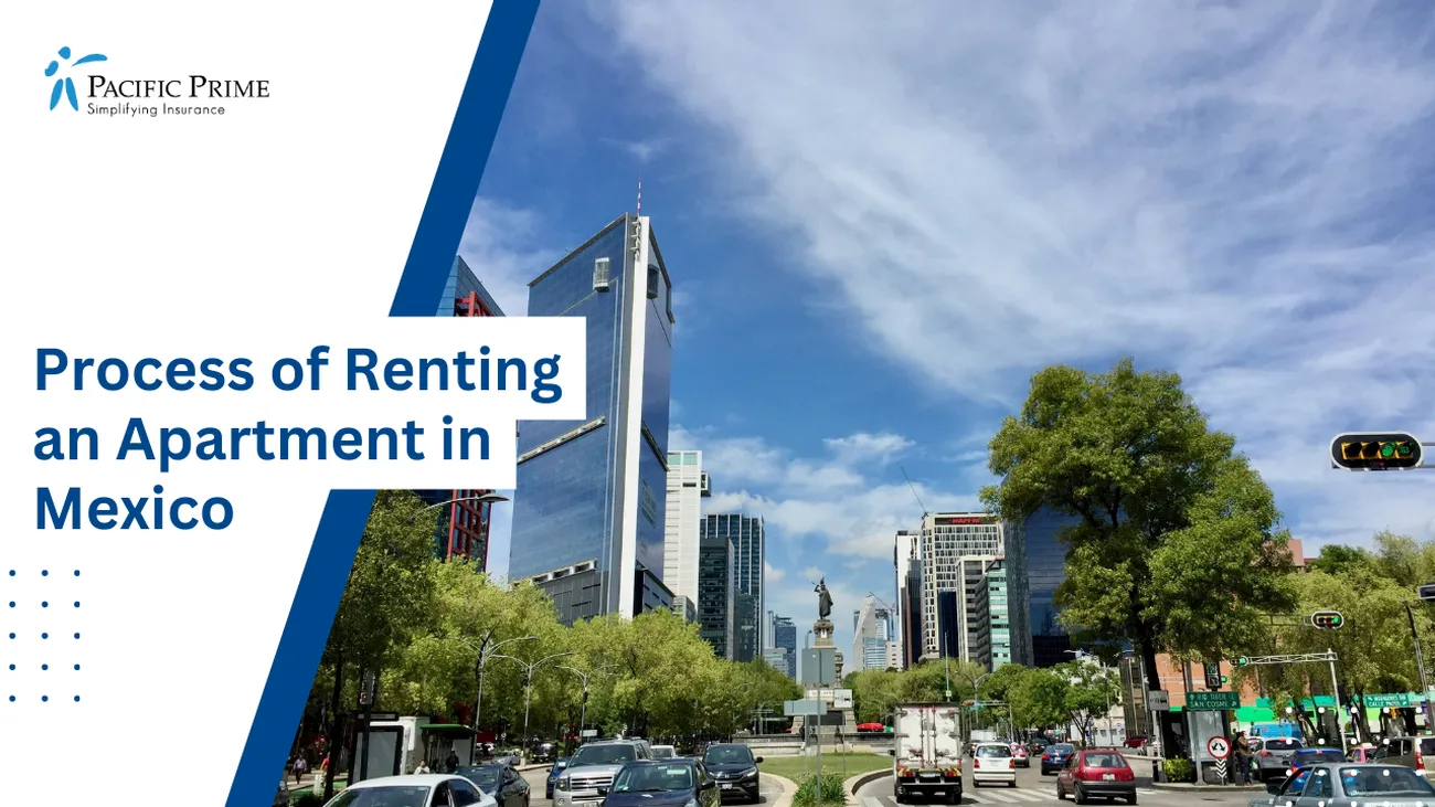 Image of Paseo De La Reforma Avenue In Mexico City with text overlay of "Process of Renting an Apartment in Mexico"