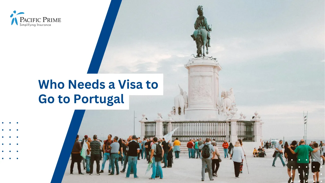Image of People Gathered Near Statue In Lisbon, Portugal with text overlay of "Who Needs a Visa to Go to Portugal"