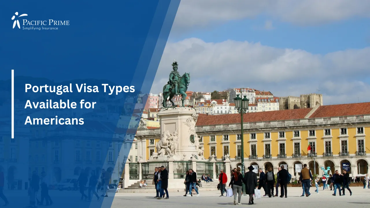 Image of People Walking Near A Historic Building In Lisbon, Portugal with text overlay of "Portugal Visa Types Available for Americans"
