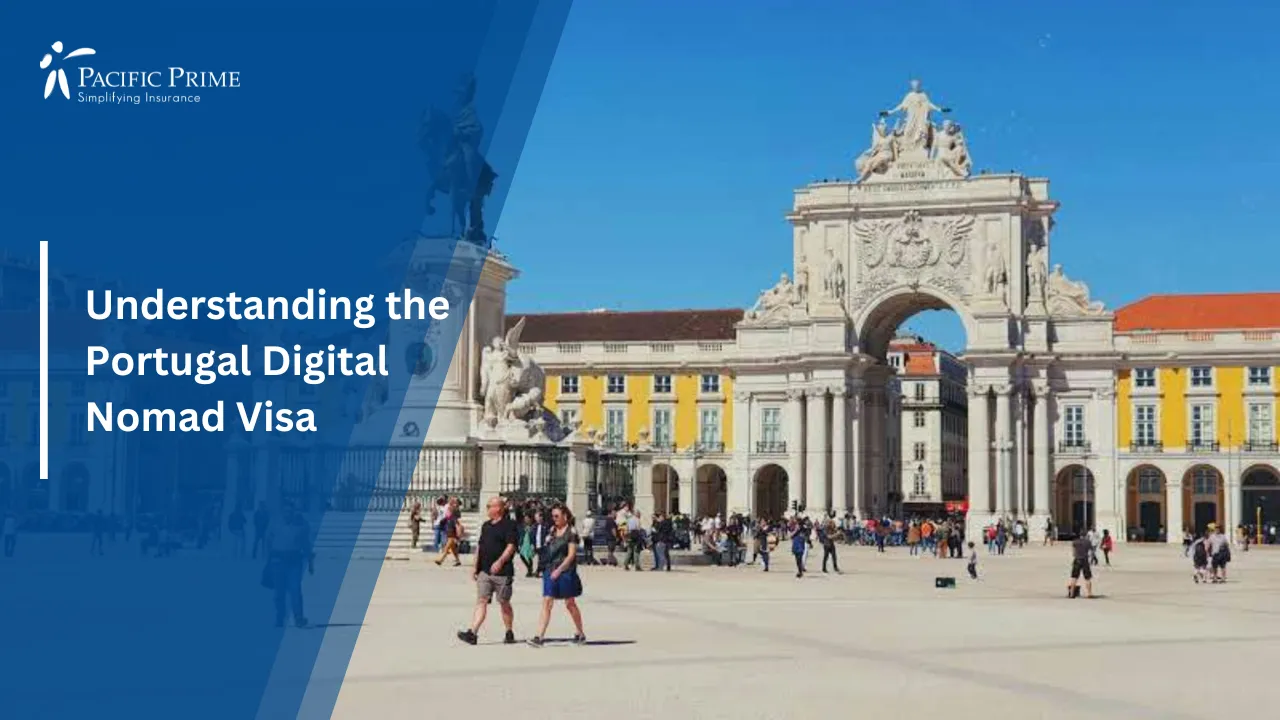 Image of People Walking Near Praça Do Comércio In Lisbon On A Sunny Day with text overlay of "Understanding the Portugal Digital Nomad Visa"