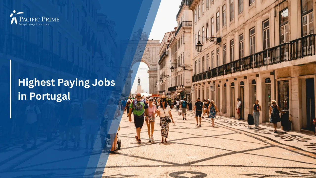 Image of People Walking On A Street In Lisbon, Portugal During Daytime with text overlay of "Highest Paying Jobs in Portugal"