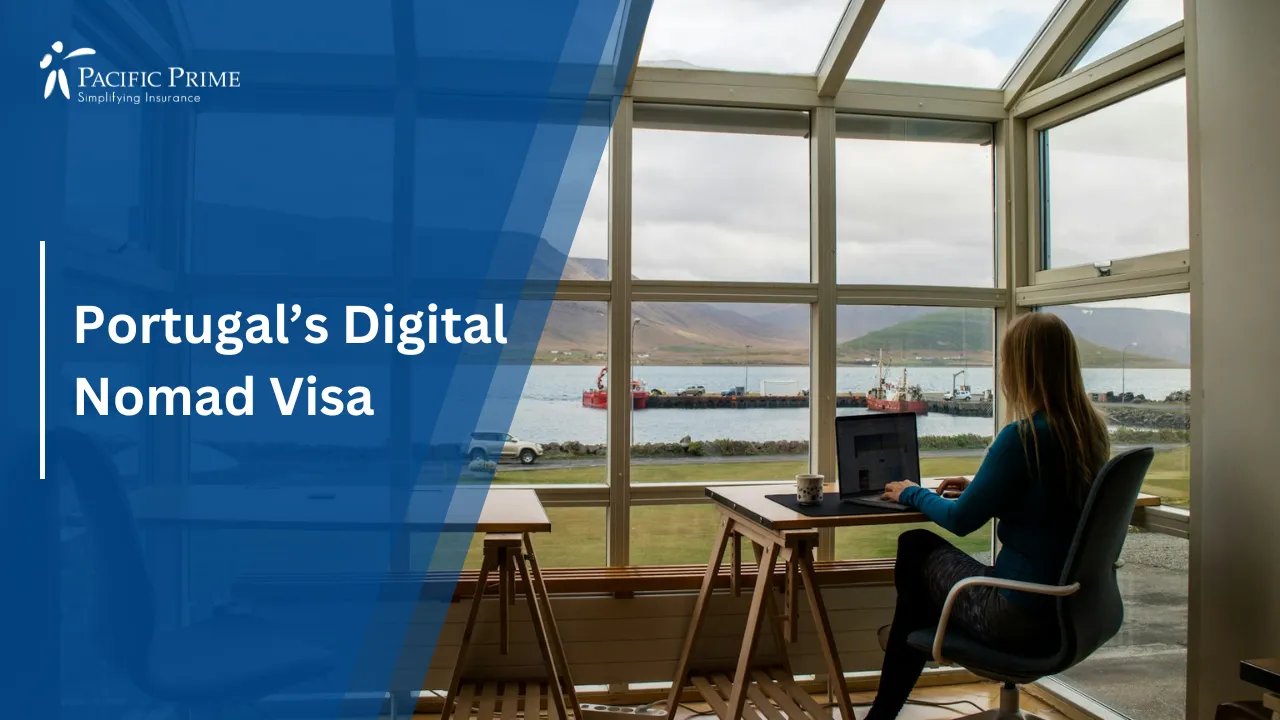 Image of Person In Blue Jacket Working At Outdoor Wooden Table During Daytime with text overlay of "Portugal’s Golden Visa"