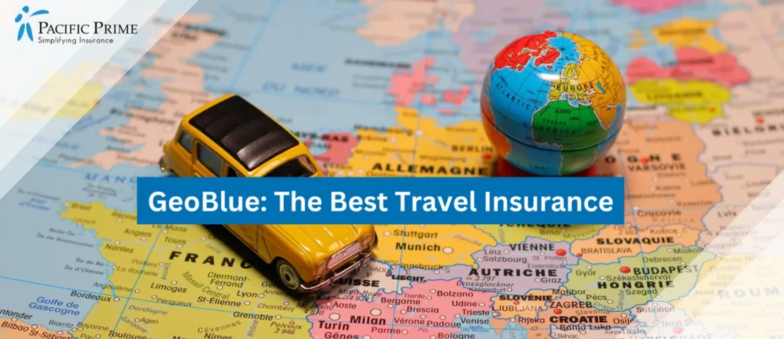 Image of Person Planning Road Trip With Map with text overlay of "GeoBlue: The Best Travel Insurance"