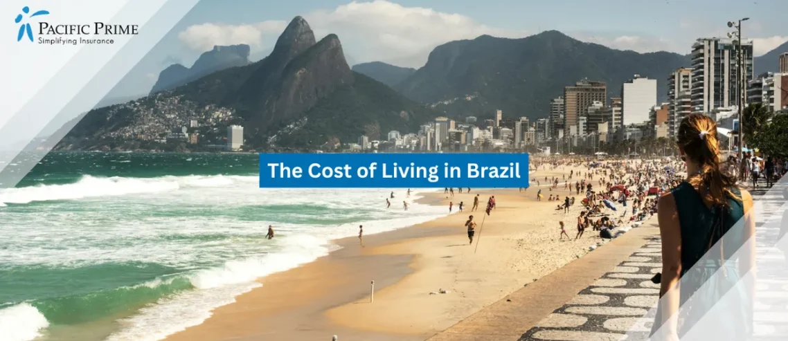 Image of Person Standing On Ipanema Beach Shoreline In Rio De Janeiro Under Clear Skies with text overlay of "The Cost of Living in Brazil"