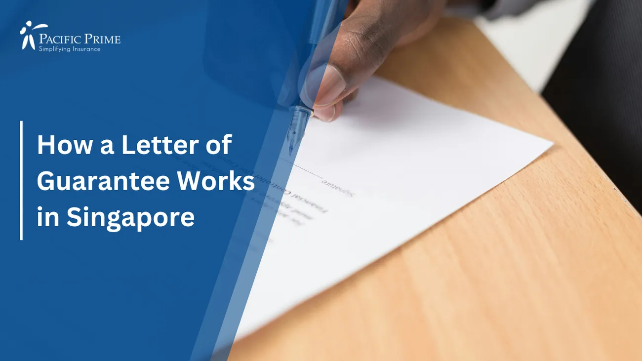 Image of Person Writing On White Paper with text overlay of "How a Letter of Guarantee Works in Singapore"