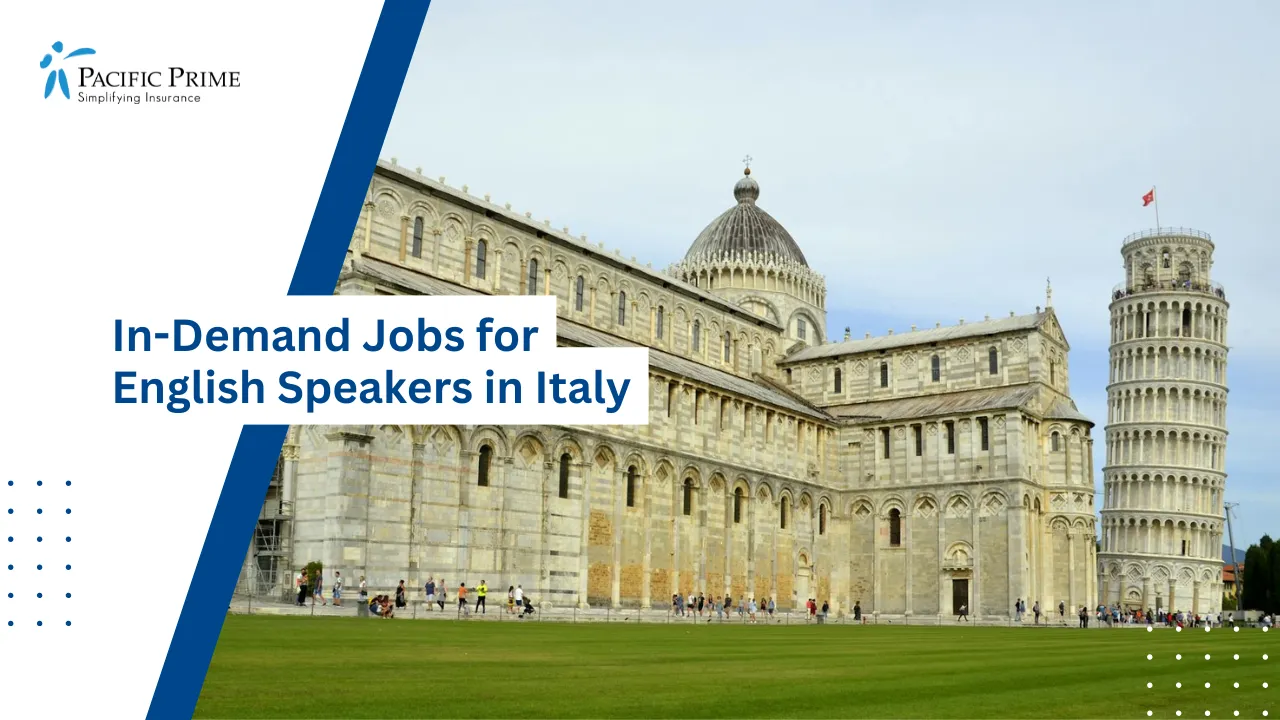 Image of Pisa Cathedral With Ornate Façade In Tuscany, Italy with text overlay of "In-Demand Jobs for English Speakers in Italy"