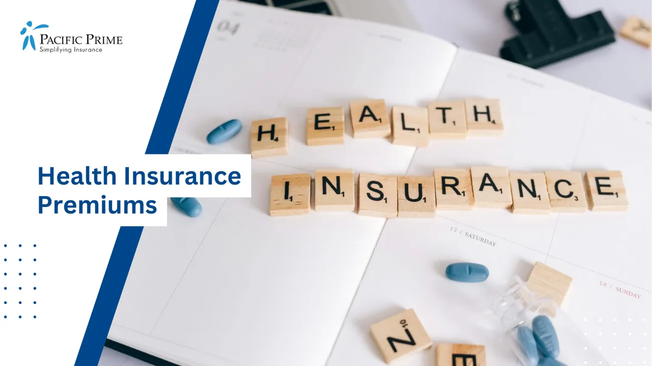 Image of Planner Featuring Scrabble Tiles And Blue Pills with text overlay of "Health Insurance Premiums"
