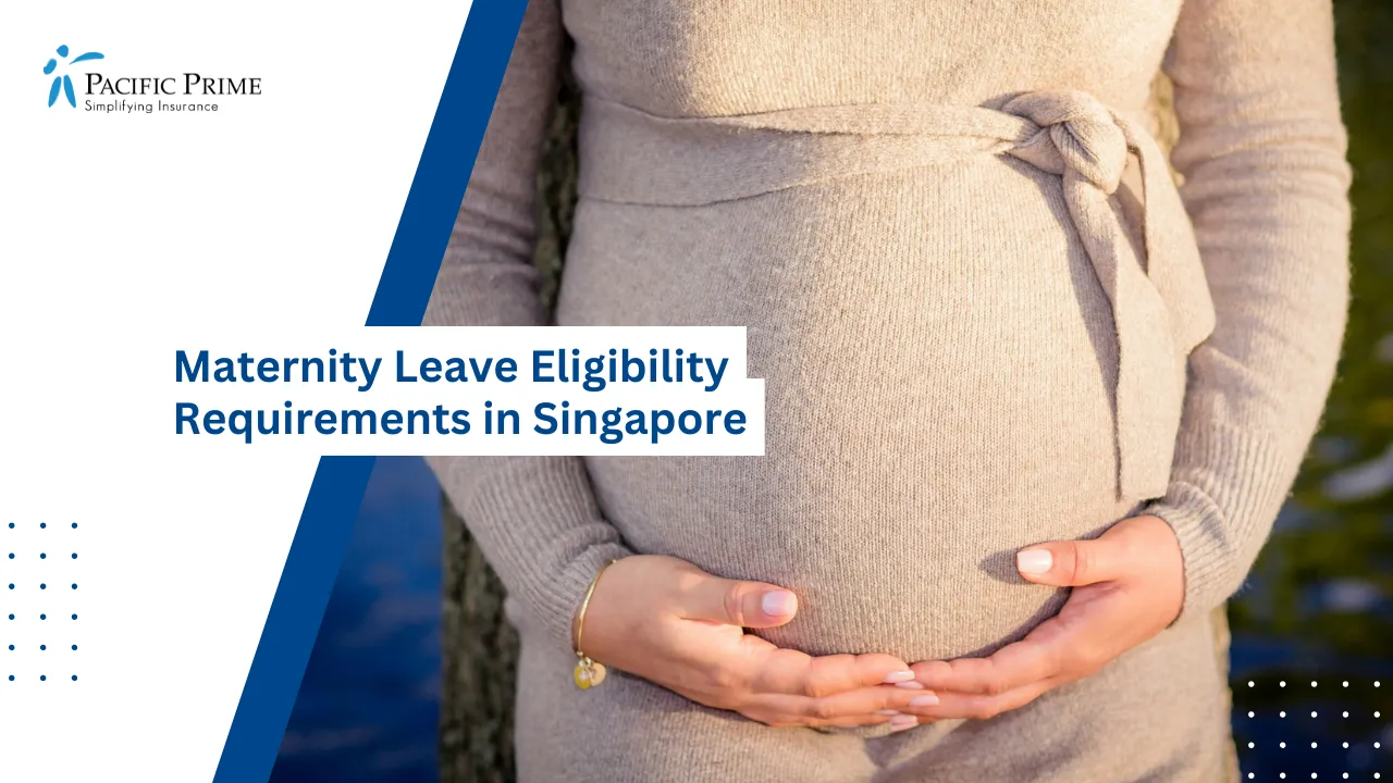 Image of Pregnant Woman Gently Holding Her Baby Bump with text overlay of "Maternity Leave Eligibility Requirements in Singapore"