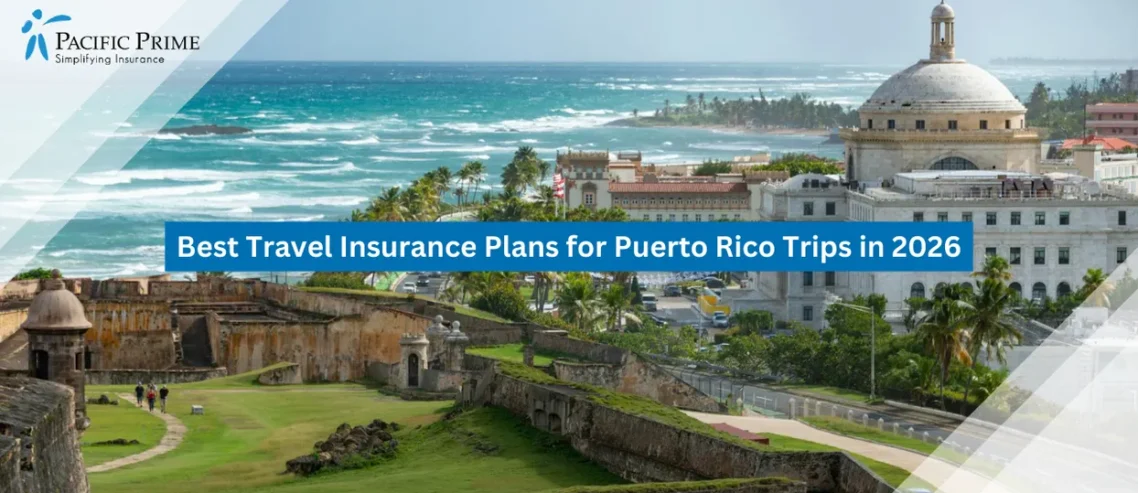 Image of Puerto Rico Capitol Building In San Juan, A Landmark Of The Island’s Historic District with text overlay of "Best Travel Insurance Plans for Puerto Rico Trips in 2026"
