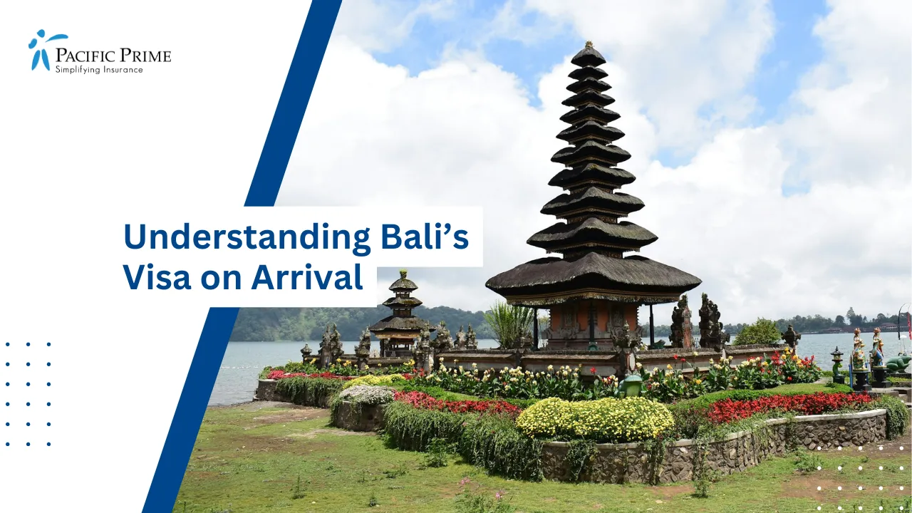 Image of Pura Ulun Danu Temple On Lake Beratan In Bedugul, Bali with text overlay of "Understanding Bali’s Visa on Arrival"